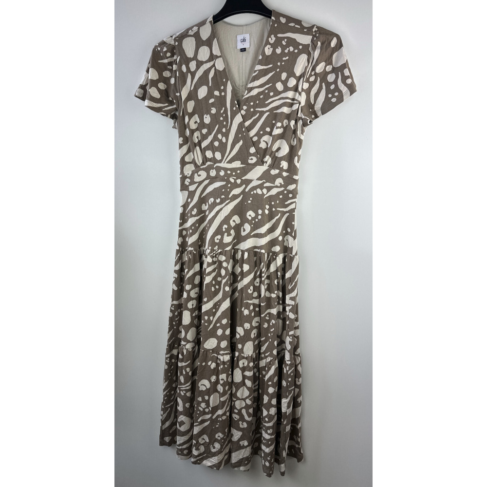 Cabi Swoon Dress Brown Tan Midi Maxi Cut Out Ruched Back 6147 Small Boho Chic - Picture 3 of 13